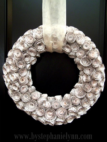 rosewood bookpage wreath