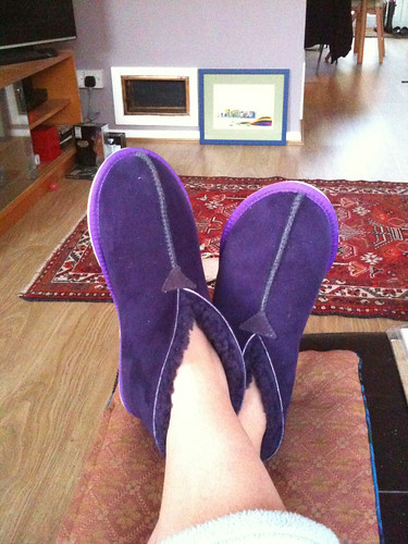 Purple Celtic Sheepskin slippers - mmmmm, toasty!