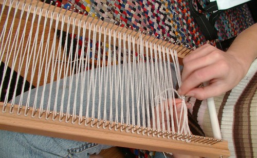 warped loom crocheting header