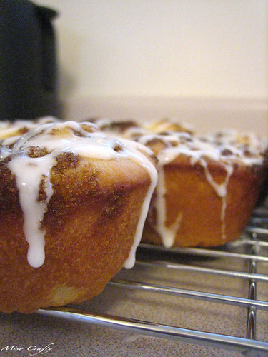 Cinnamon Roll Muffins - After Icing Closeup 2