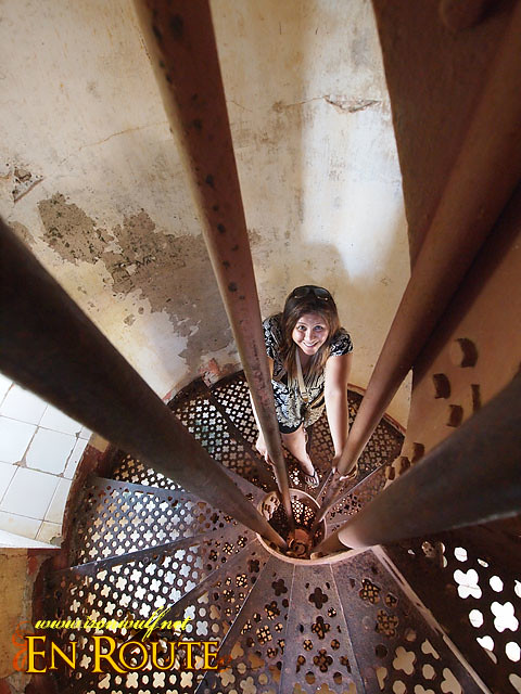 My sis at the lighthouse Spiral Staircase