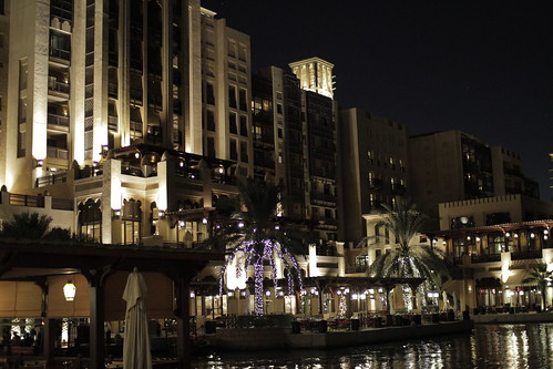 Mina Salam hotel at night