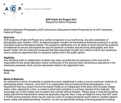 ACP Public Art Call for Proposals - 2011