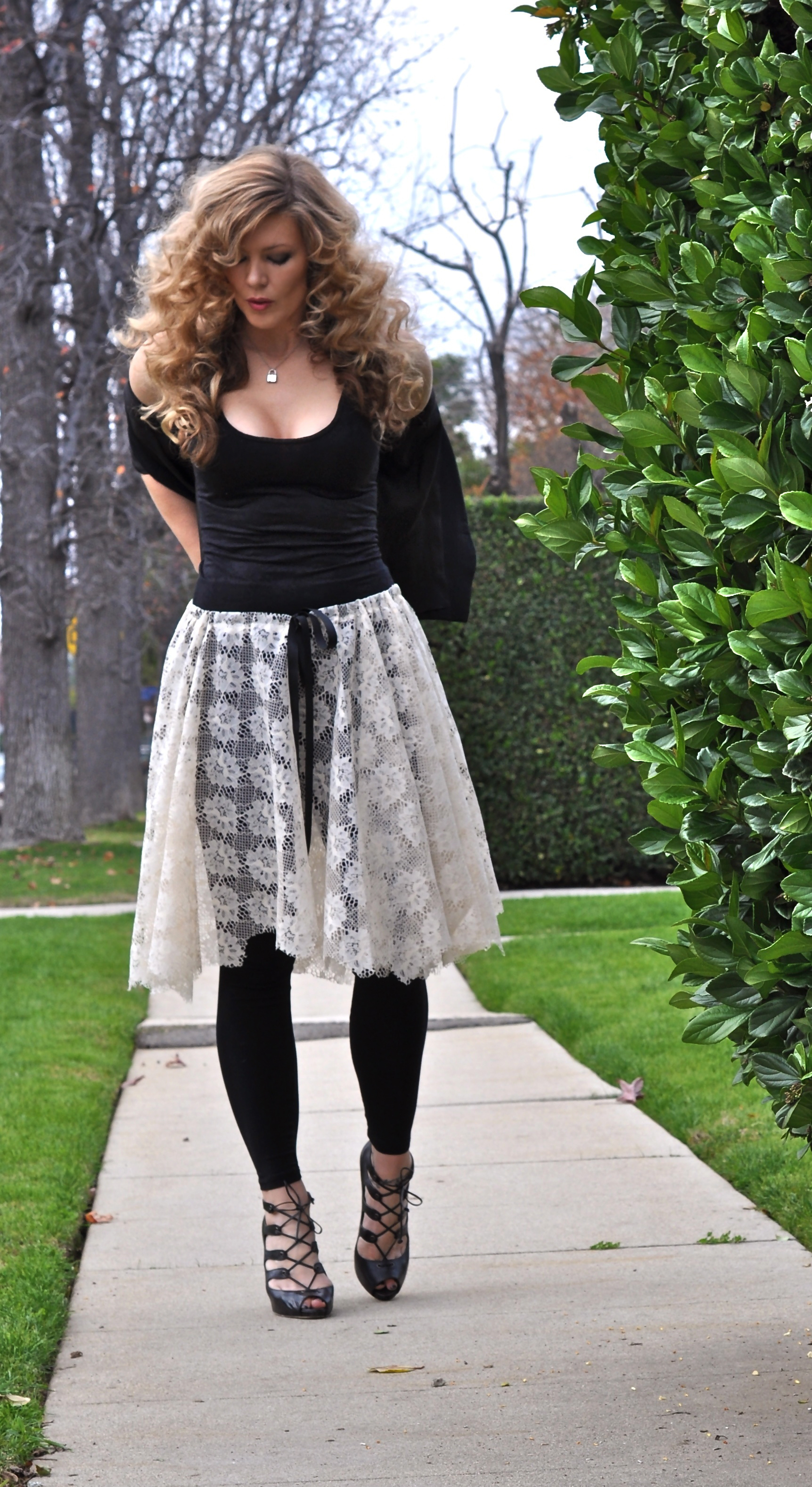 lace skirt with jacket