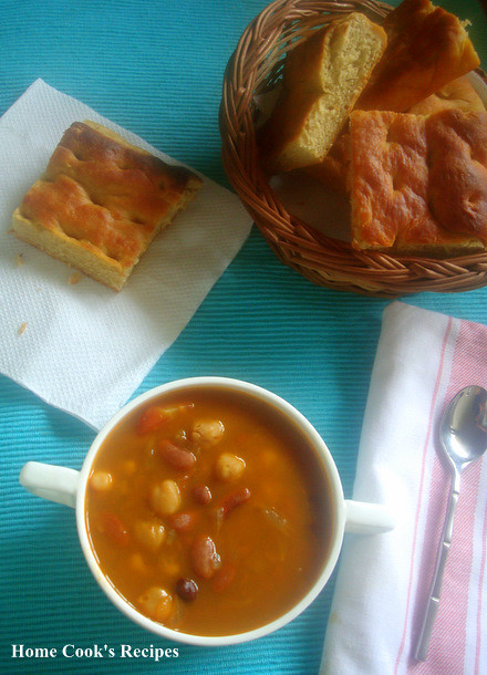 Foccacia with Mixed Bean Soup