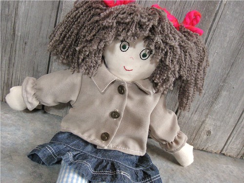 Handmade Rag doll - Girl with brown hair