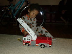 Santa Brought David a Fire Engine