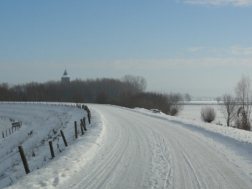 A dike in the snow in Holland