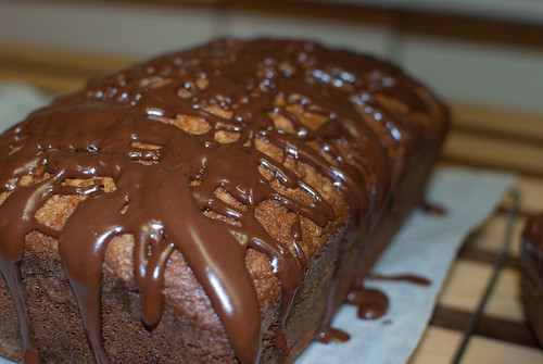 pumpkin bread with chocolate sour cream frosting