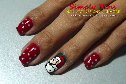 Christmas Nail Art Santa and Rudolph 01