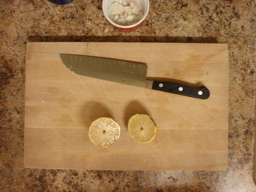 Board with Knife and Lemon