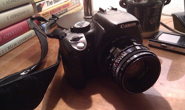 My Canon EOS350, adapter ring and Helios 44-2