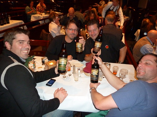Clockwise from Left: Rich Higgins, John Tucci, Brenden Dobbel & Aron Deorsey with the 4 bottles of dessert