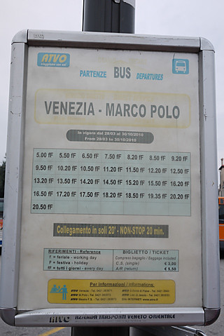 Venice Bus 威尼斯 機場 巴士 公車 站牌