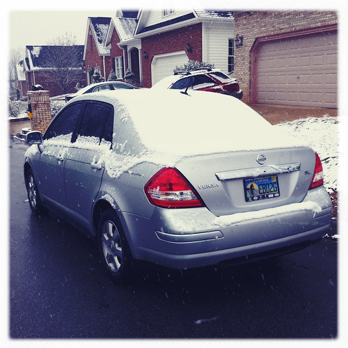 snow on our car :)