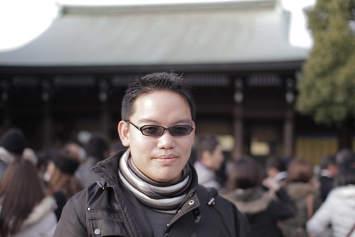 Me in front of the main shrine of Meiji Shrine