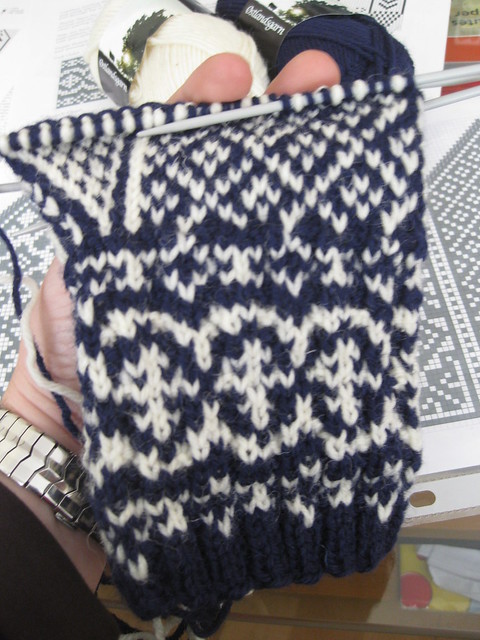 Andalus mittens in progress (palm side)