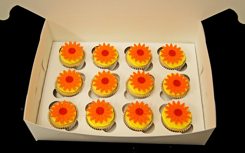 orange red and yellow daisy cupcakes - business gift