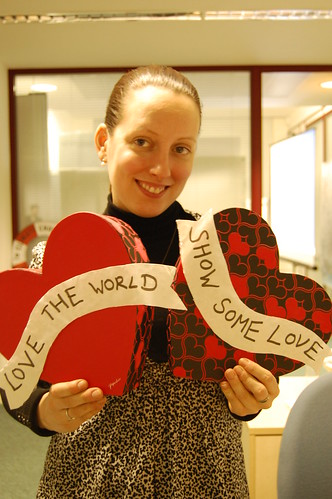 Activists with our love-heart prop having their photograph taken to then use on Facebook as their profile picture to show their support for our world this
