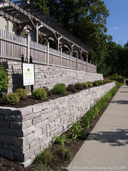 Natural Stone Retaining Wall and Cedar Pergola