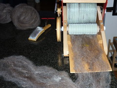 Wool on the carder intake tray
