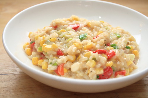 Pepper Jack Risotto with Corn and Red Peppers
