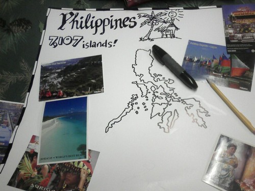 Drawing The Philippine Map With Black Marker.