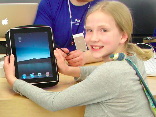 Sarah on iPad Launch Day in Portland, Maine