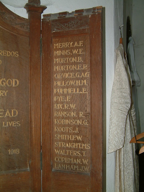 St Laurence Great War Roll of Honour - Right Hand Panel