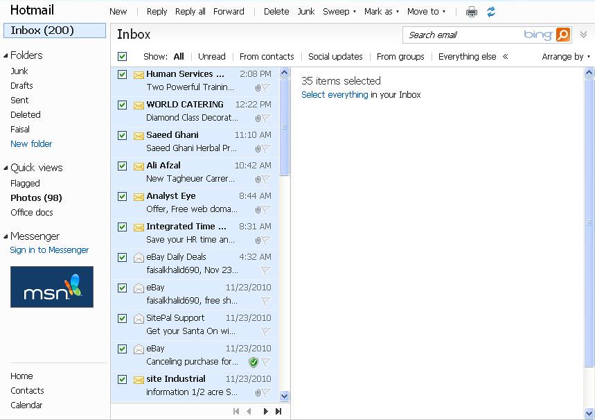 How to Empty an email folder in Hotmail