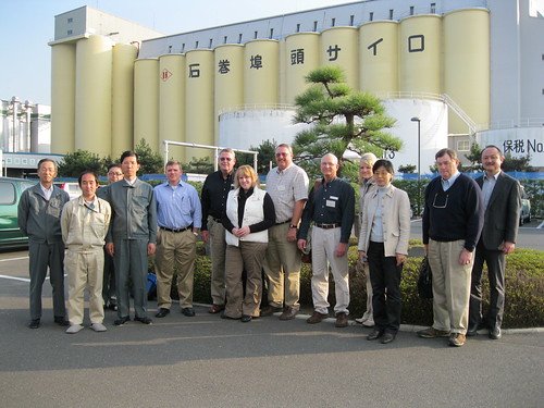 The delegation outside of the Ishinomaki City feed mill