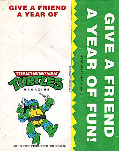 "Teenage Mutant Ninja Turtles" Magazine - 'GIVE A FRIEND A YEAR OF FUN!' - door hanger ii (( 1992 ))