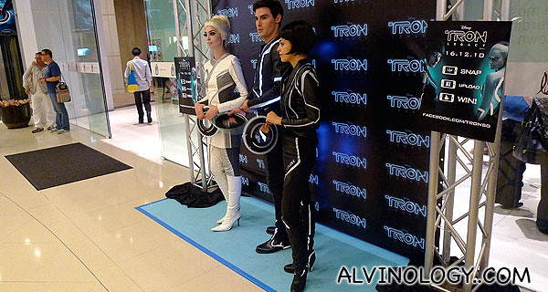 Models decked in Tron outfits at The Cathay
