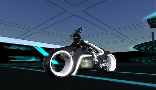 tron inspired motorcycle racing on the grid