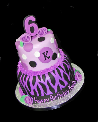 2 tier 6th birthday purple zebra cake