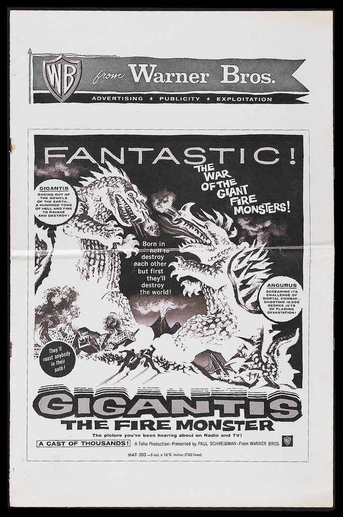 Gigantis the Fire Monster (Warner Brothers, 1959). Pressbook 1
