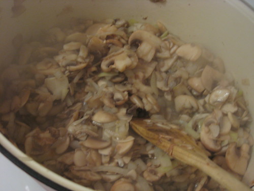 cooking down the mushrooms