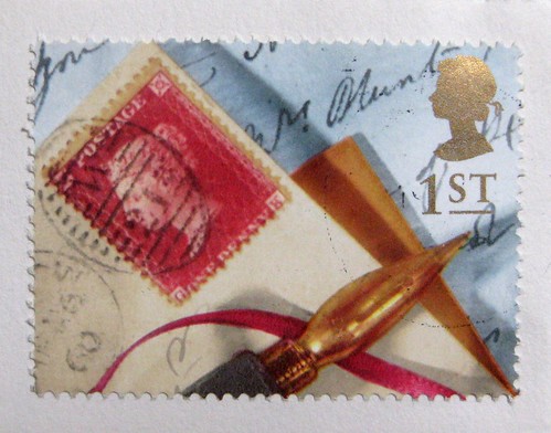 Lovely UK writing-themed stamp