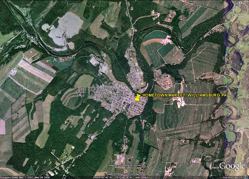 Williamsburg, PA with market location (via Google Earth)