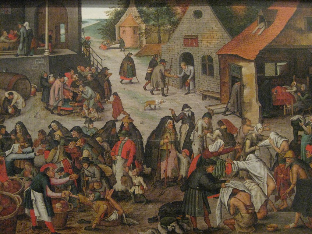 Pieter Brueghel, The Younger (Flemish, a. 1564-1637) Acts of Mercy (c. 1625) Oil on panel. Museum of Ancient Art, Lisbon.