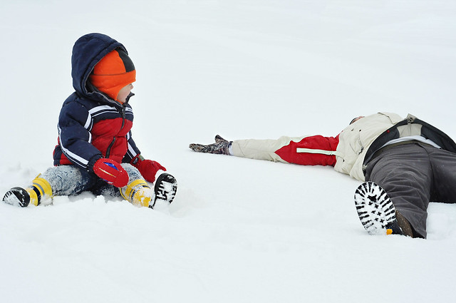 learning how to make snow angels