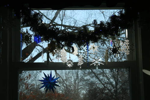 snowflakes in the kitchen window
