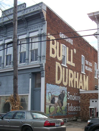 restored "bull" durham ghost sign