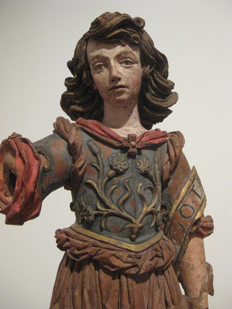 Unknown Portuguese sculptor. Saint Gabriel (c. 1675) Polychrome statue. Museum of Ancient Art, Lisbon. 