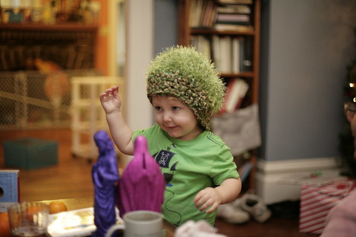 Joe in crocheted hat.