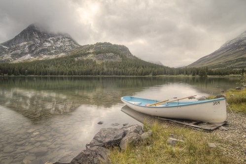 Boat on Swiftcurrent Lake
