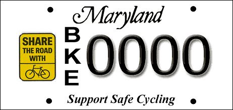 Maryland Share the Road license plate