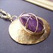 Purple Amethyst and Hammered Brass Disc and Chain Necklace