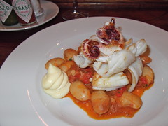 Cornish Squid with butter beans, chorizo and aioli at Wright Brothers - Soho
