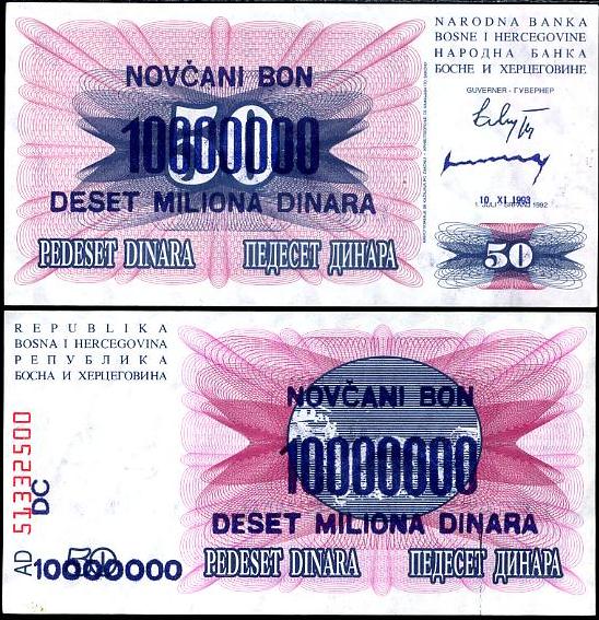 10 000 000 Dinárov Bosna a Hercegovina 1993, P36